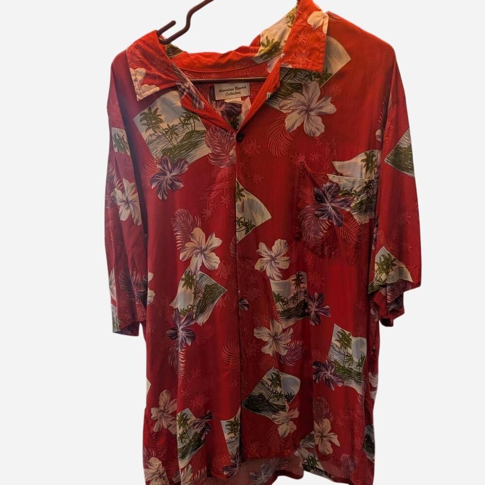 Hawaiian-casuals Men's Red and Burgundy Shirt